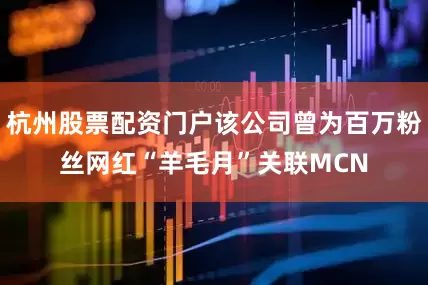 杭州股票配资门户该公司曾为百万粉丝网红“羊毛月”关联MCN